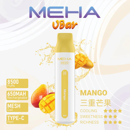【MEHA VBar】魅嗨小白條 8500口拋棄式電子煙 650mAh可充電 3%丁鹽 冰爽水果系列 現貨秒發:圖片 7