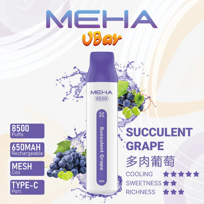【MEHA VBar】魅嗨小白條 8500口拋棄式電子煙 650mAh可充電 3%丁鹽 冰爽水果系列 現貨秒發:圖片 9